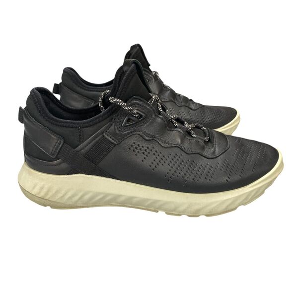 ECCO ST.1 Lite Athletic Sneakers Womens Size 8 Black Perforated Leather Lace Up - Picture 13 of 15